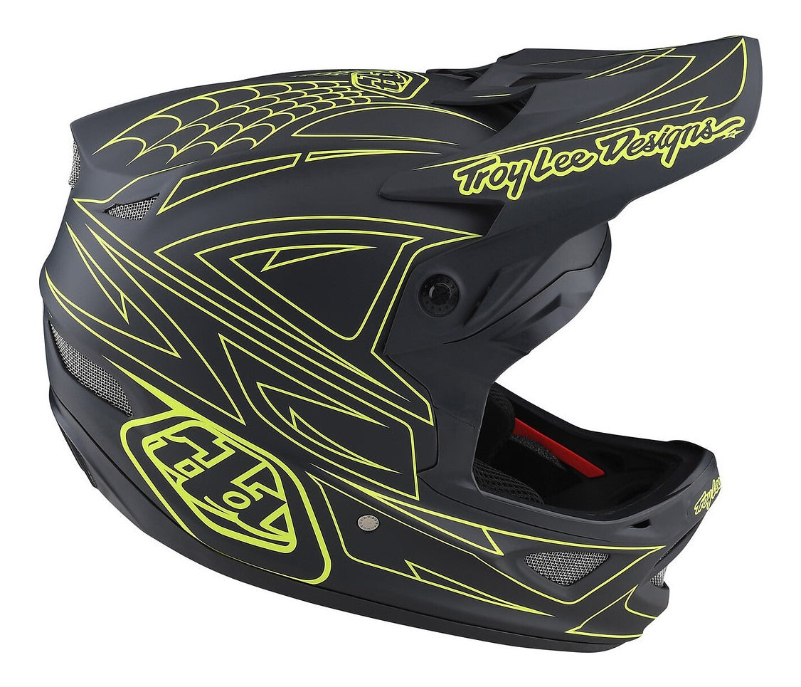 Casco Troy Lee Designs D3 Fiberlite Spiderstripe Gray / Yellow